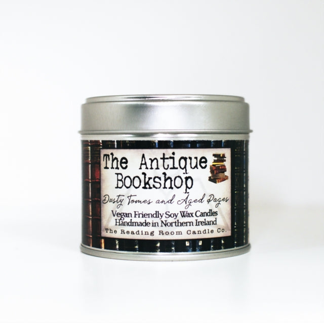 Book cover of: Antique Bookshop- Scented Soy Candle- Dusty Tomes and Aged Pages
