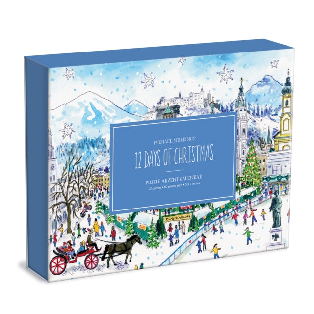 Book cover of: Michael Storrings 12 Days of Christmas Advent Puzzle Calendar. By: Galison