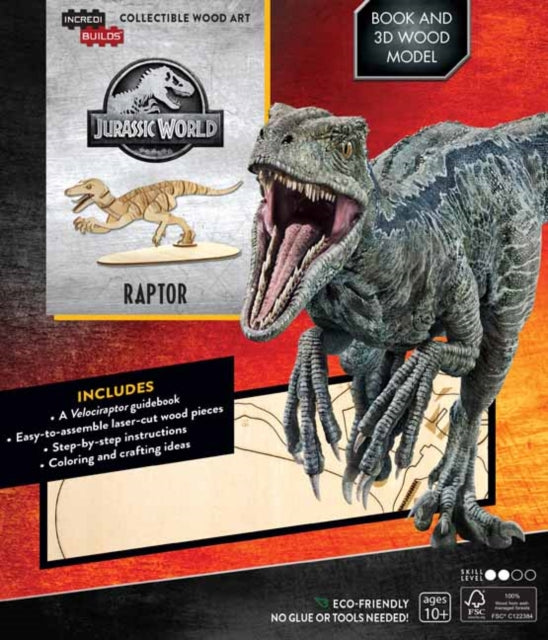 Book cover of: IncrediBuilds: Jurassic World: Raptor Book and 3D Wood Model