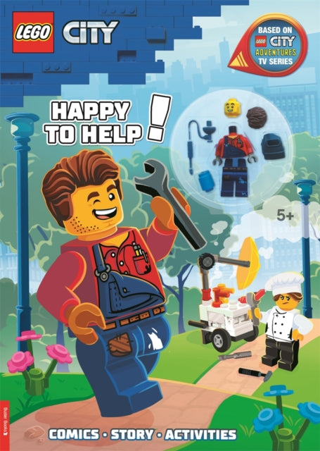 Book cover of: LEGO® City: Happy to Help! Activity Book (with Harl Hubbs minifigure). By: Buster Books
