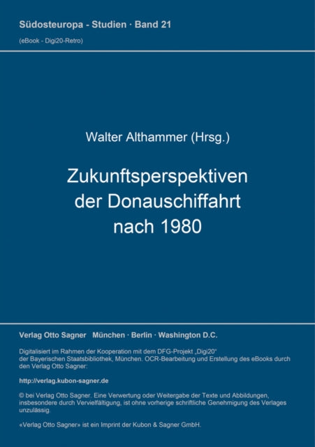 Book cover of: Zukunftsperspektiven der Donauschiffahrt nach 1980