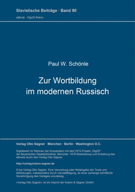 Book cover of: Zur Wortbildung im modernen Russisch