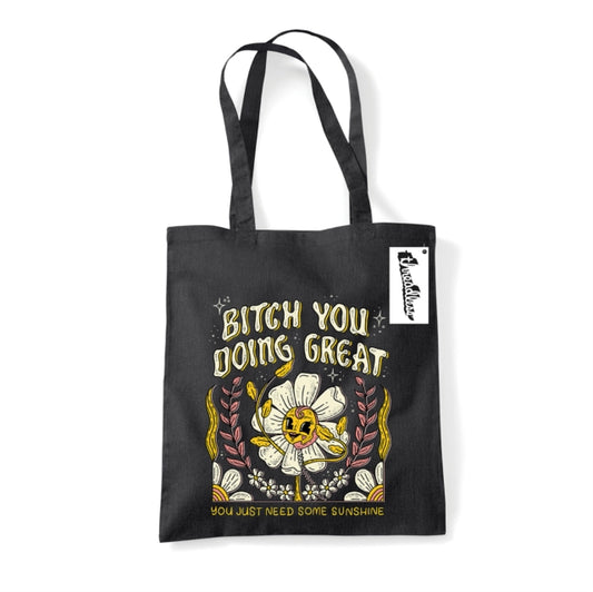 Book cover of: Letter Shoppe (You Doing Great) Black Tote Bag