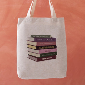 Jane Austen Book Stack Tote Bag
