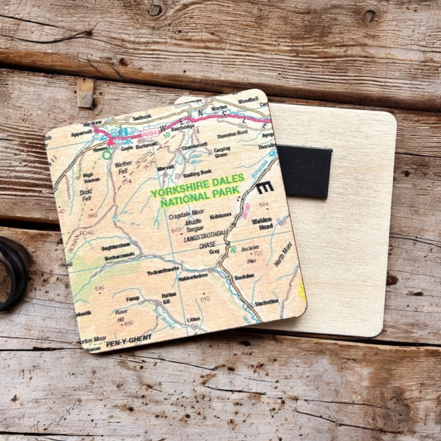 Book cover of: OS Map Wooden Square Magnet - Yorkshire Dales National Park