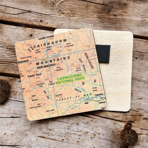 OS Map Wooden Square Magnet - Cairngorms National Park