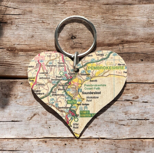 Book cover of: OS Map Wooden Heart Key-ring - Pembrokeshire Coast National Park
