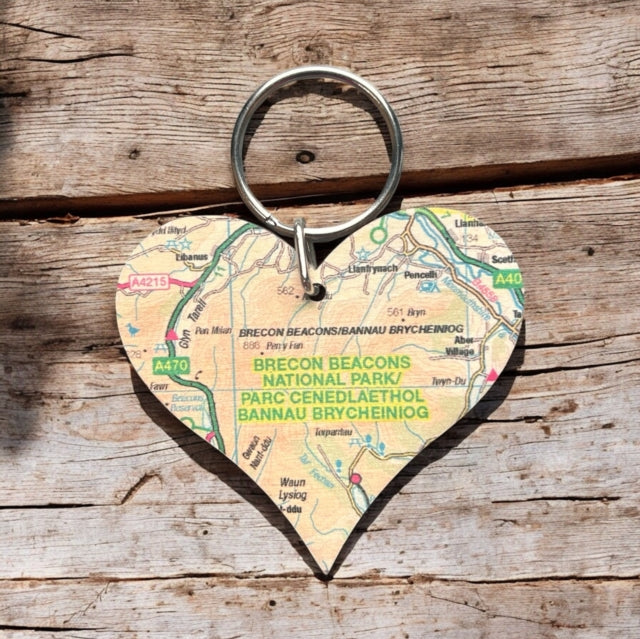 Book cover of: OS Map Wooden Heart Key-ring - Brecon Beacons National Park