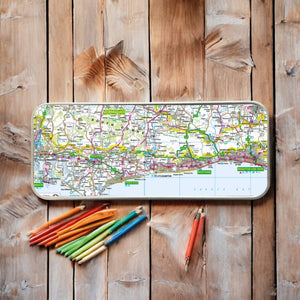 OS Map Metal Pencil Tin - South Downs National Park