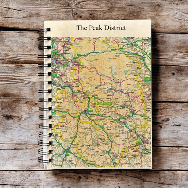 Book cover of: OS Map Wooden Lined Notebook - Peak District National Park