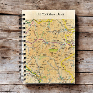 OS Map Wooden Lined Notebook - Yorkshire Dales National Park