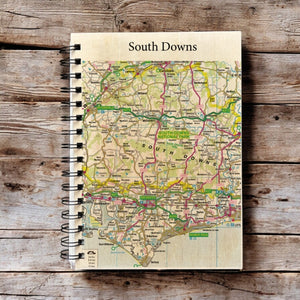 OS Map Wooden Lined Notebook - South Downs National Park