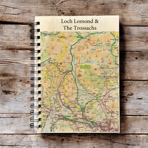 OS Map Wooden Lined Notebook - Loch Lomond and The Trossachs National Park