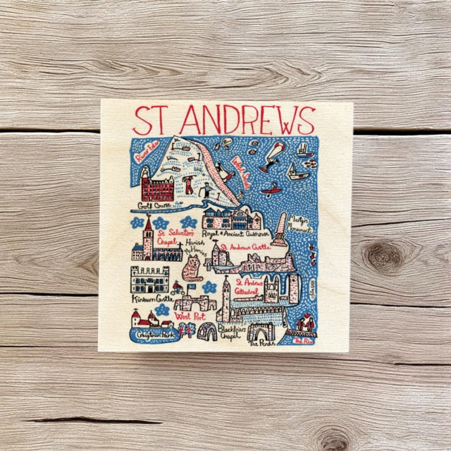 Julia Gash Wooden Coaster - St Andrews