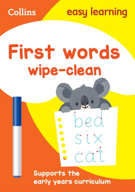 Book cover of: First Words Age 3-5 Wipe Clean Activity Book. By: HarperCollins UK