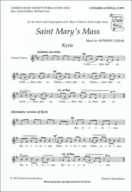 Book cover of: St Mary's Mass. By: Anthony Caesar