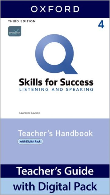 Book cover of: Q: Skills for Success: Level 4: Listening and Speaking Teacher's Handbook with Teacher's Access Card. By: Lawrence Lawson