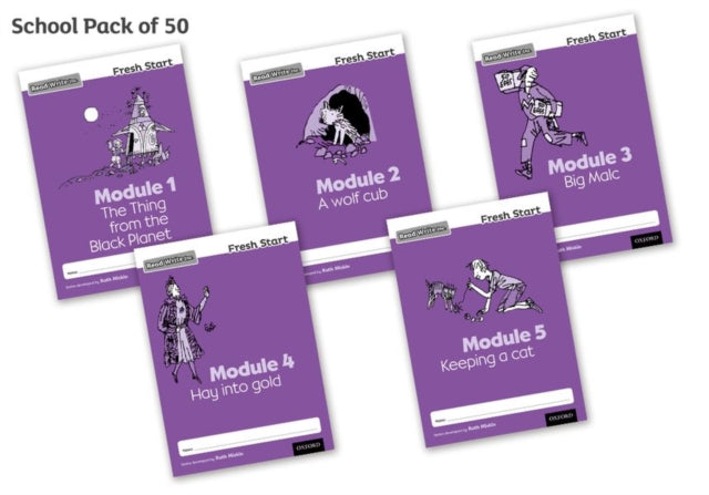 Book cover of: Read Write Inc. Fresh Start: Modules 1-5 - School Pack of 50. By: Ruth Miskin