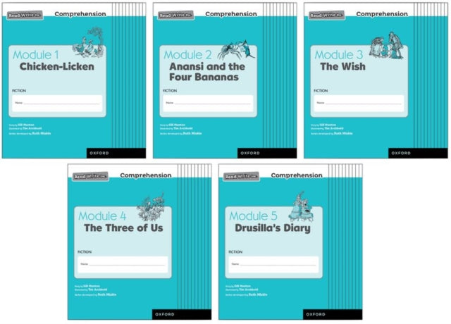 Book cover of: Read Write Inc. Comprehension: Modules 1-5 Class Pack of 50 (10 of each title). By: Ruth Miskin