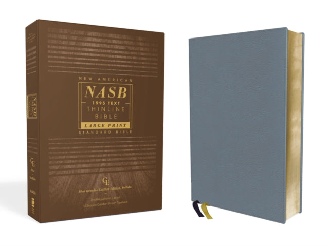Book cover of: NASB, Thinline Bible, Large Print, Genuine Leather, Buffalo, Blue, Red Letter, 1995 Text, Comfort Print