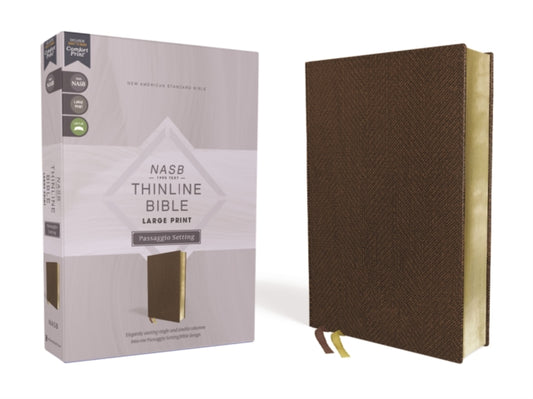 Book cover of: NASB, Thinline Bible, Large Print, Passaggio Setting, Leathersoft, Brown, Red Letter, 1995 Text, Comfort Print. By: Zondervan Publishing Company