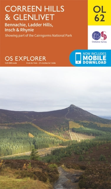 Book cover of: Correen Hills & Glenlivet, Bennachie & Ladder Hills, Insch & Rhynie. By: Ordnance Survey