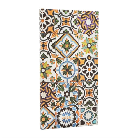 2026 Porto (Portuguese Tiles) Slim 12-month Horizontal Hardcover Flexi Dayplanner 2026 (Elastic Band Closure)