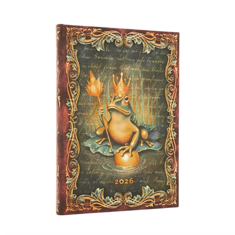 2026 The Brothers Grimm, Frog Prince (Fairy Tale Collection) Midi 12-month Verso Hardcover Flexi Dayplanner 2026 (Elastic Band Closure)