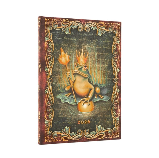 Book cover of: 2026 The Brothers Grimm, Frog Prince (Fairy Tale Collection) Midi 12-month Verso Hardcover Flexi Dayplanner 2026 (Elastic Band Closure). By: Paperblanks