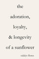 Book cover of: Adoration, Loyalty, & Longevity of a Sunflower. By: Odalys Flores