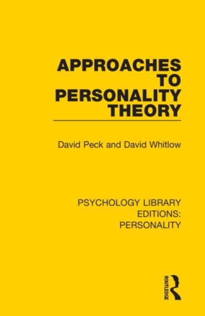Book cover of: Approaches to Personality Theory. By: David Peck