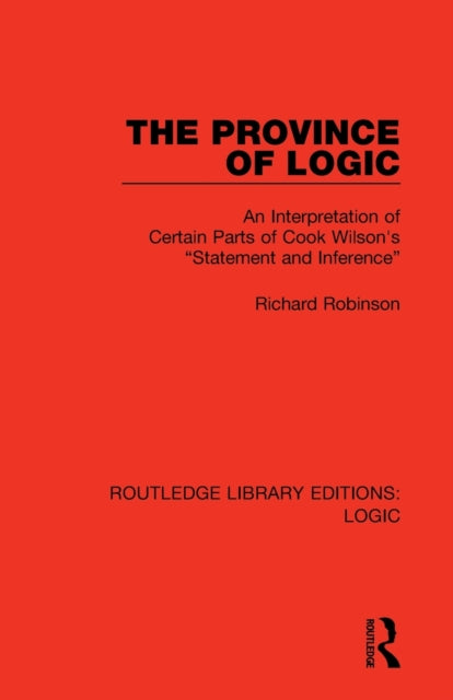 Book cover of: Province of Logic. By: Richard Robinson