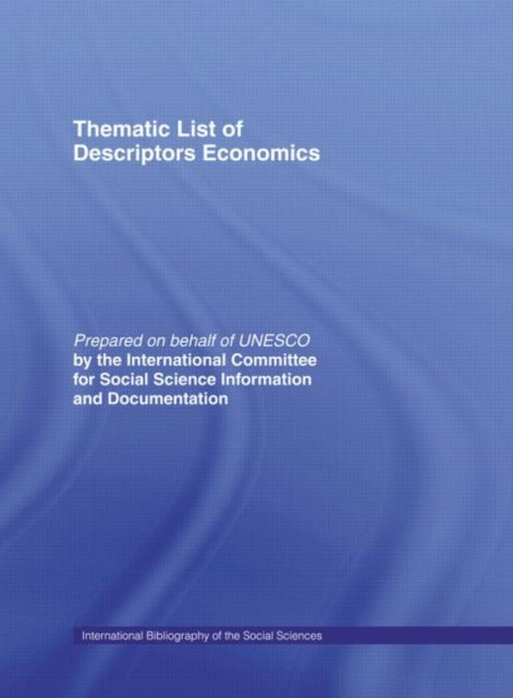 Book cover of: Thematic List of Descriptors: Economics