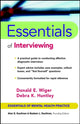 Book cover of: Essentials of Interviewing. By: Donald E. Wiger