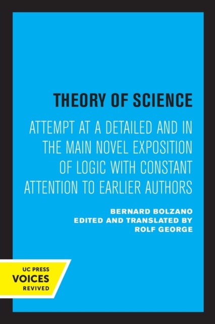 Book cover of: Theory of Science. By: Bernard Bolzano