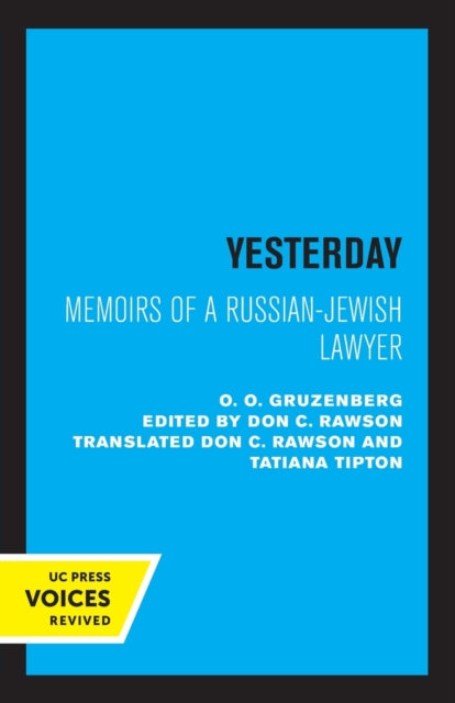 Book cover of: Yesterday. By: O. O. Gruzenberg