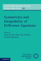 Book cover of: Symmetries and Integrability of Difference Equations. By: D. Levi