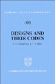 Book cover of: Designs and their Codes. By: E. F. Assmus