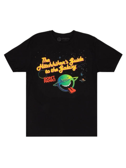 Book cover of: Hitchhiker's Guide to the Galaxy Black Unisex T-shirt Medium
