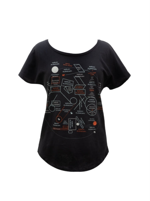 Book cover of: Haruki Murakami Novels Map Women's Relaxed Fit T-shirt X-large