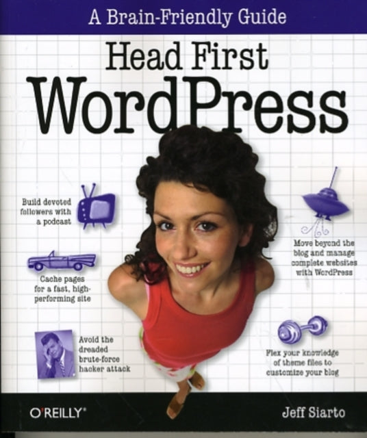 Book cover of: Head First WordPress. By: Jeff Siarto
