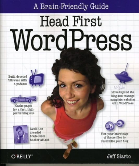 Book cover of: Head First WordPress. By: Jeff Siarto