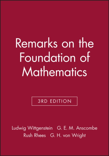 Book cover of: Remarks on the Foundation of Mathematics. By: Ludwig Wittgenstein