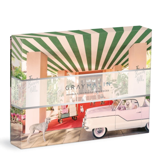 Book cover of: Gray Malin The Dogs at the Beverly Hills Hotel 500 Piece Double-Sided Puzzle