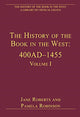 Book cover of: History of the Book in the West: 400AD?1455. By: Alexis Weedon