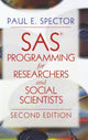 Book cover of: SAS Programming for Researchers and Social Scientists
