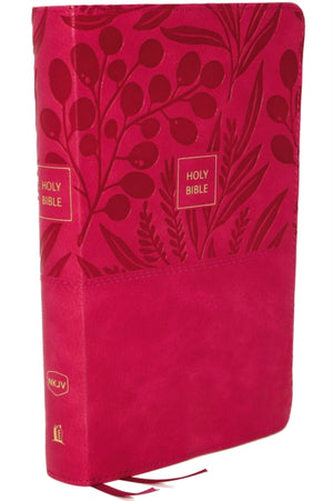 NKJV, End-of-Verse Reference Bible, Personal Size Large Print, Leathersoft, Pink, Red Letter, Comfort Print, Holy Bible, New King James Version