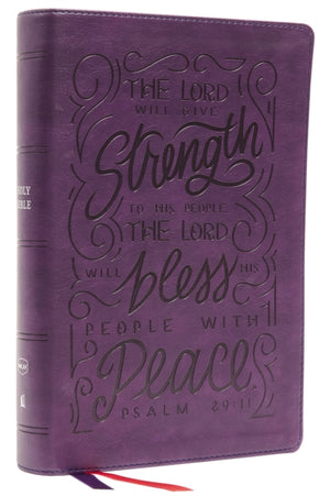 NKJV, Giant Print Center-Column Reference Bible, Verse Art Cover Collection, Leathersoft, Purple, Red Letter, Comfort Print, Holy Bible, New King James Version