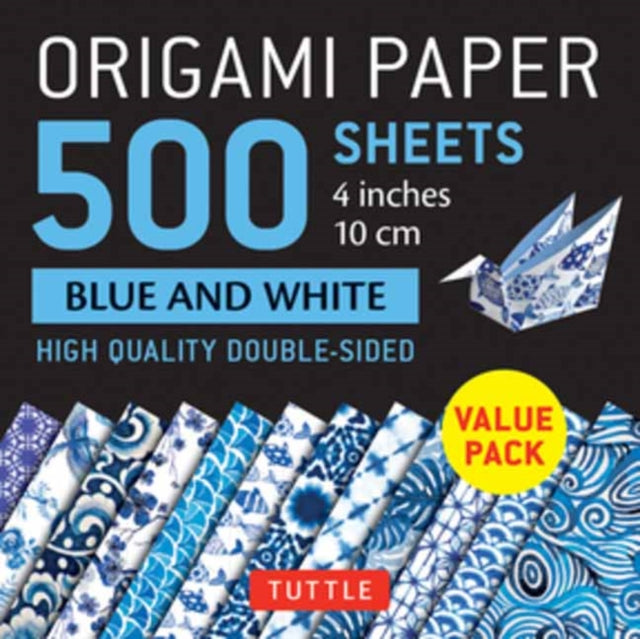 Book cover of: Origami Paper 500 sheets Blue and White 4" (10 cm). By: Tuttle Publishing