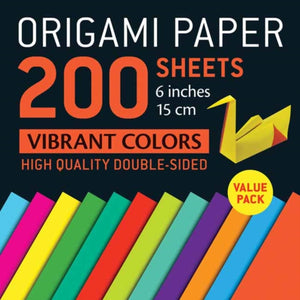 Origami Paper 200 sheets Vibrant Colors 6" (15 cm)